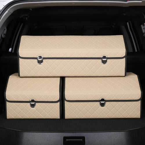 CarVault™ – Foldable Car Trunk Storage Box (Leather Style)